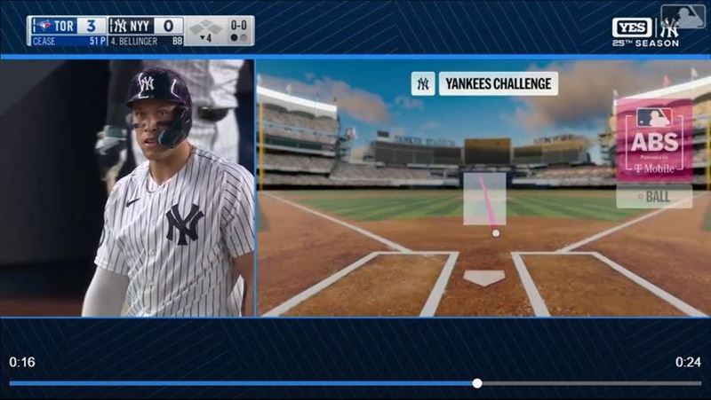 賈吉（Aaron Judge）挑戰成功三振變保送。（圖／翻攝自MLB官網）