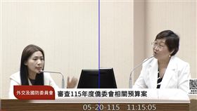 徐巧芯質詢徐佳青時將全美同鄉會社團旗子誤以為是民進黨黨旗。（圖／翻攝自國會頻道） 