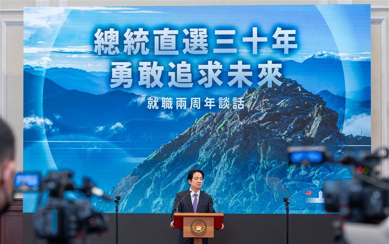 總統賴清德以「總統直選三十年，勇敢追求未來」為題，發表執政兩週年談話（圖／總統府提供）