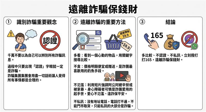 行政院打擊詐欺指揮中心提醒民眾，社群平台存在許多詐騙風險。（圖／行政院提供）