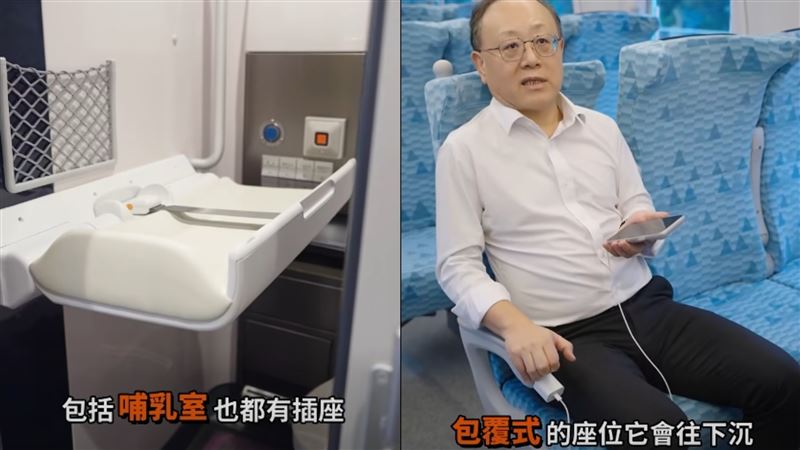 高鐵董事長史哲開箱N700ST列內部。(圖/翻攝自台灣高鐵臉書)