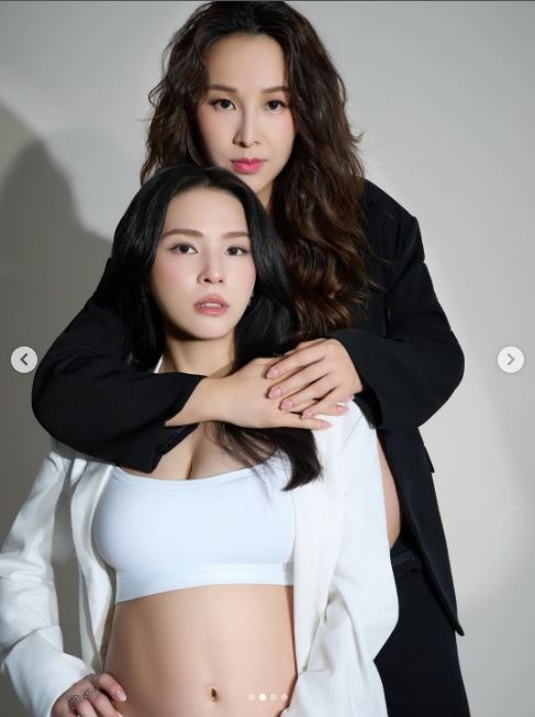 張齡予（右）母子皆無大礙，她也特別向外界報平安，透露預產期就在六月底。（圖／翻攝自熊熊IG）