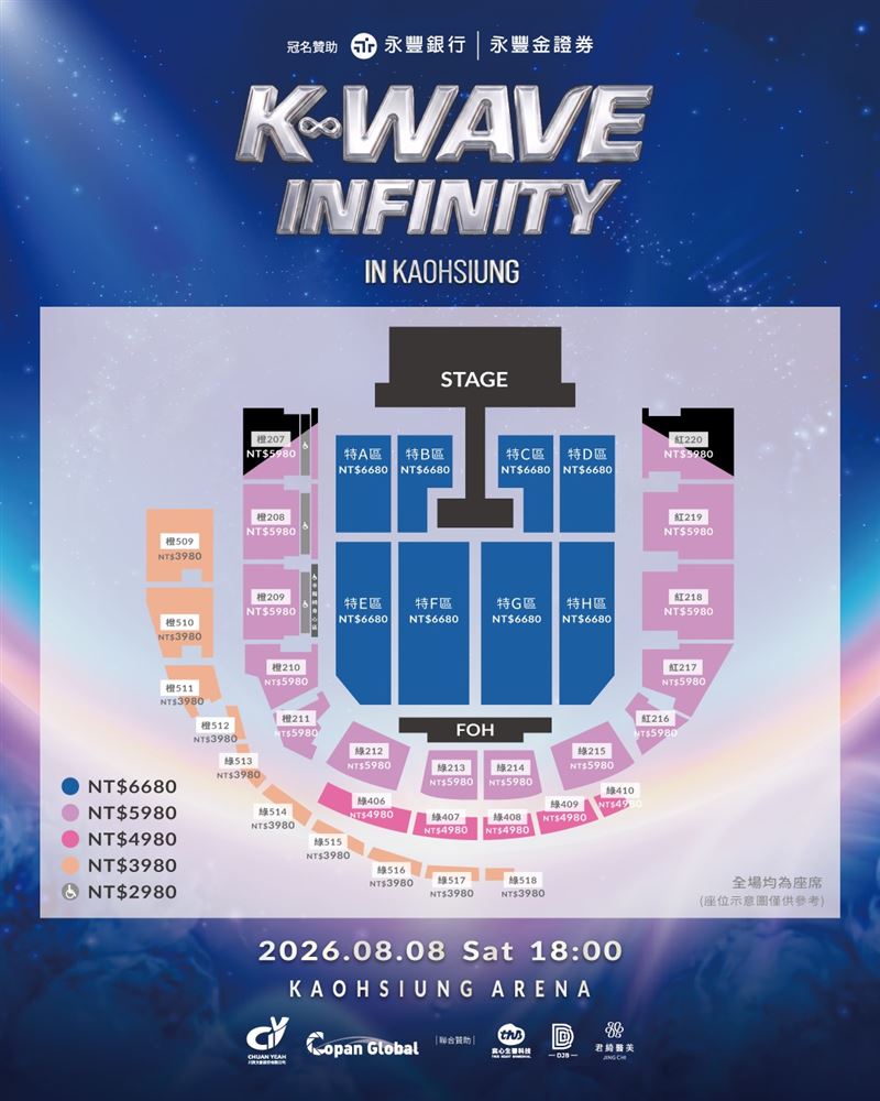 《K-WAVE INFINITY》韓流演唱會票價座位圖。（圖／川頁文創提供）