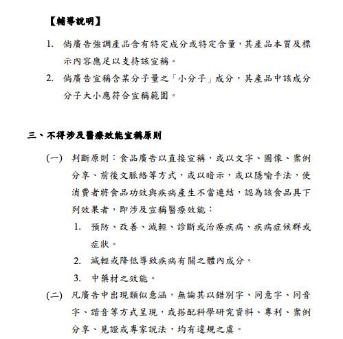 食藥署近日發布食品廣告合規輔導指引。（圖／翻攝自食藥署官網）