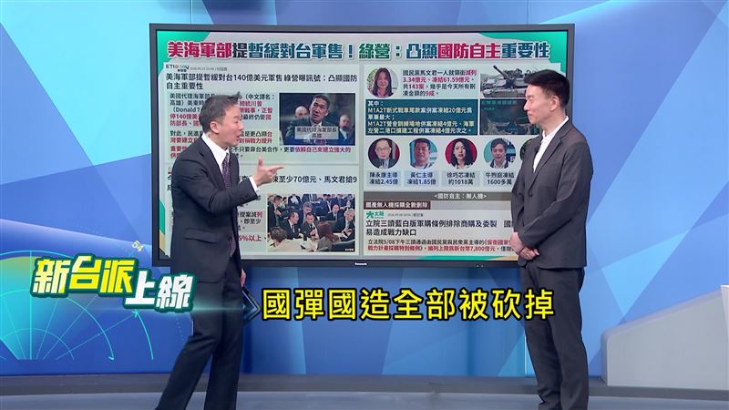 國彈國造全被藍白砍掉了,李正皓在節目上直喊「真的很氣」。(圖/新台派上線)