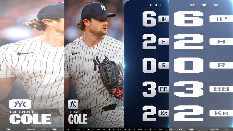 柯爾（Gerrit Cole）歷經韌帶置換手術重返大聯盟，首戰6局投球0失分。（圖／翻攝自MLB推特）