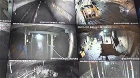 監視器畫面顯示發生爆炸後的留神峪煤礦區域。（圖／翻攝自CCTV）