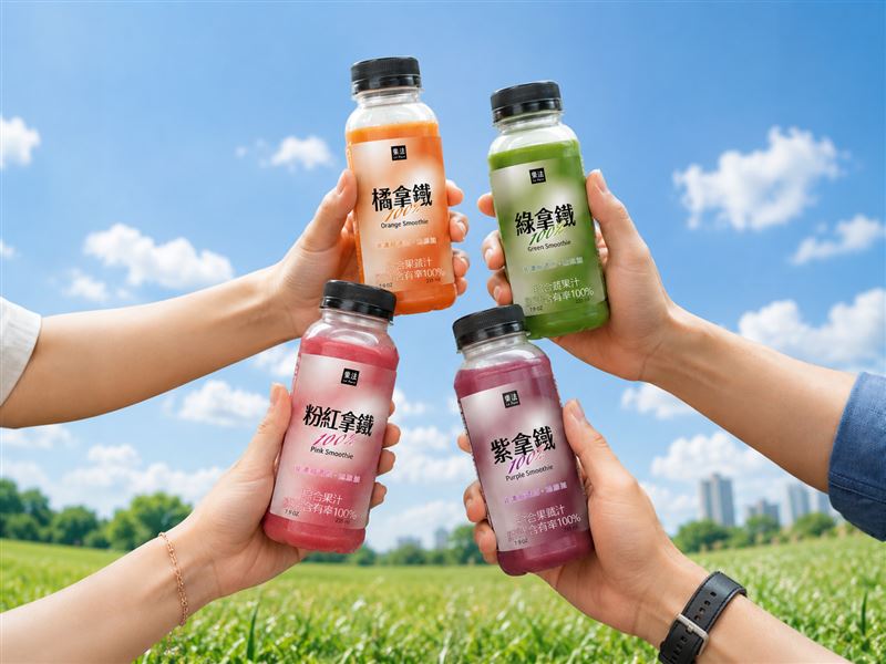 萊爾富樂法100%純果汁」系列,共有7款蔬果汁飲品。(圖/品牌業者提供)