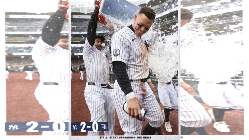 賈吉(Aaron Judge)敲出再見2分砲。(圖/翻攝自洋基推特)