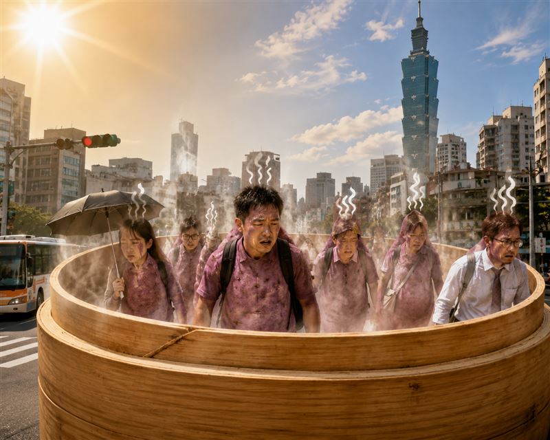 網友形容台北夏天就是蒸籠。（圖／AI生成）