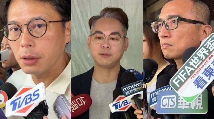 對於有意參選桃園中壢選區市議員的林昭印(中)遭爆上酒店外框小姐還賴帳一事,民眾黨主席黃國昌(左)受訪時說交由秘書長回應,民眾黨秘書長周榆修(右)則稱一切以中評會的調查為主,並表示會以高標準來看待。(組合圖/翻攝畫面)