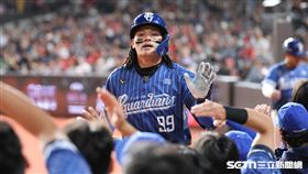 中職37年例行賽，富邦悍將指定打擊張育成炸裂2分砲。（圖／記者劉彥池攝影）