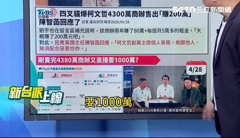 鍾年晃指出，今年4月初商辦就賣掉了，柯文哲也進帳了4380萬，卻在月底開直播向支持者募集1000萬元