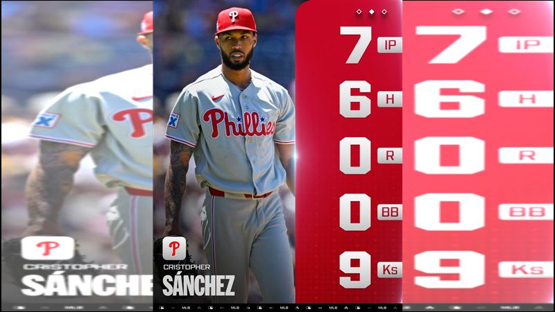 費城費城人隊左投桑契斯（Cristopher S&aacute;nchez）將個人連續無失分局數堆高到44又2/3局，更一舉打破高懸115年、由名人堂傳奇創下的費城人隊史紀錄。（圖／翻攝自X平台 @MLB）