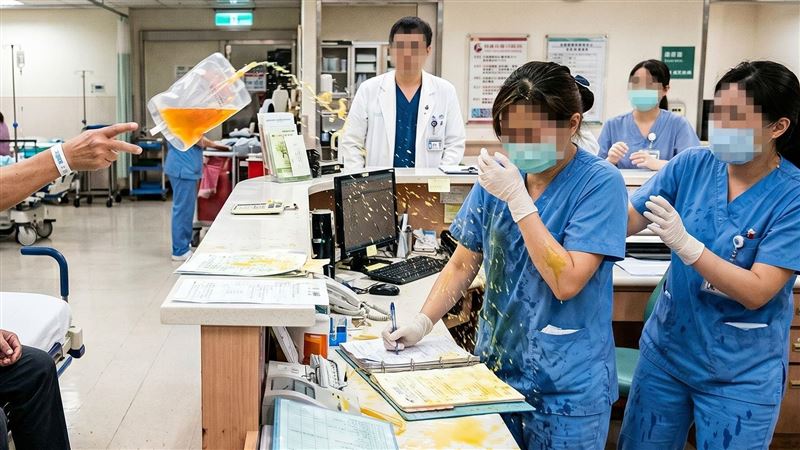 噁男朝診護理站丟「尿袋」女護士慘遭噴濺