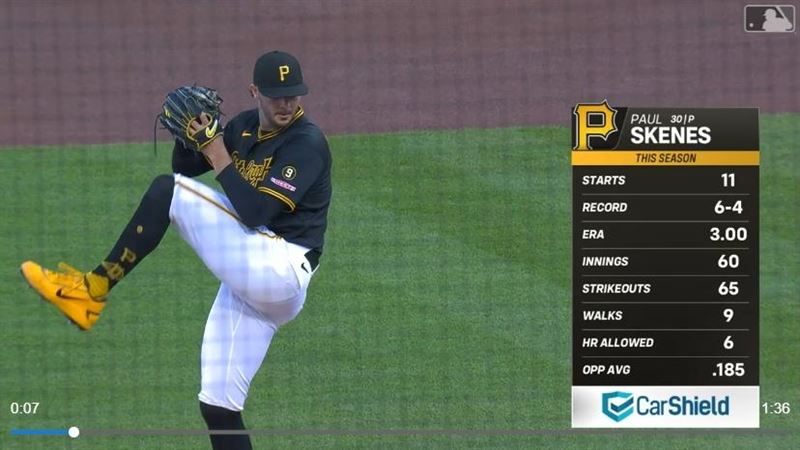 斯金斯（Paul Skenes）5.1局飆10K吞敗。（圖／翻攝自MLB官網）