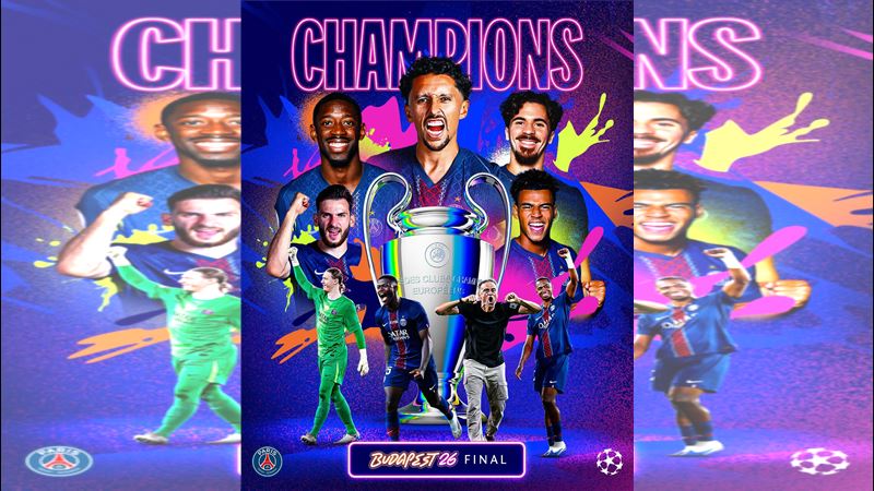 巴黎聖日耳曼拿下歐冠冠軍。（圖／翻攝自X平台 @ChampionsLeague）
