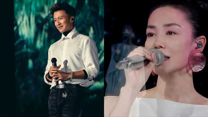 王菲（右）現身力挺謝霆鋒演唱會。（組合圖／翻攝自小紅書、微博）