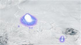 一顆衝向地球的流星今天在美國東北部上空爆炸，引發轟鳴巨響在該地區迴盪。（圖／翻攝自NOAA衛星資訊服務）

