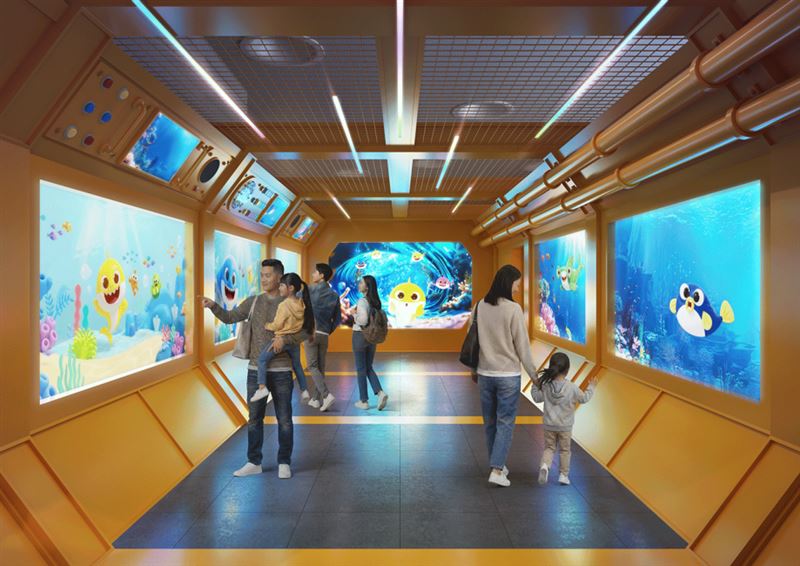 首爾親子展,鯊魚寶寶AI展覽。(圖/飯店旅宿業者提供)