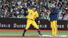 中職37年例行賽，中信兄弟游擊手江坤宇敲出安打。（圖／記者劉彥池攝影）