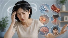 楊双子受眩暈症所苦！6大病因一次看（示意圖／AI製圖）