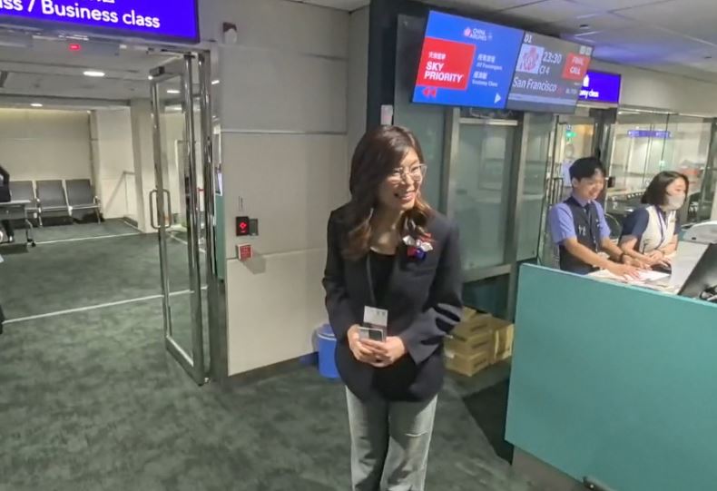 鄭麗文深夜率團訪美。（圖／翻攝畫面）