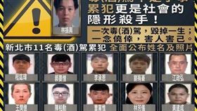 新北首波公布11名酒毒駕累犯姓名長相。（圖／新北交大提供） 