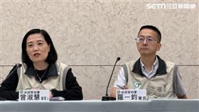 疾管署副署長游淑慧（左）說明疫情。（圖／記者蔣季容攝影）