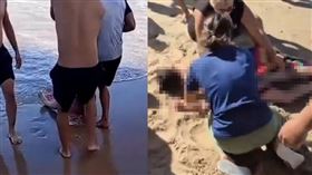 巴西一名19歲女子下海游泳遇到鯊魚攻擊，被咬斷一條腿。（圖／翻攝自X）