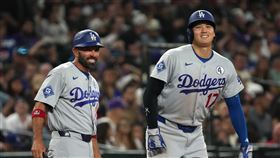 大谷翔平敲出本季第2支三壘安打。（圖／美聯社／達志影像）