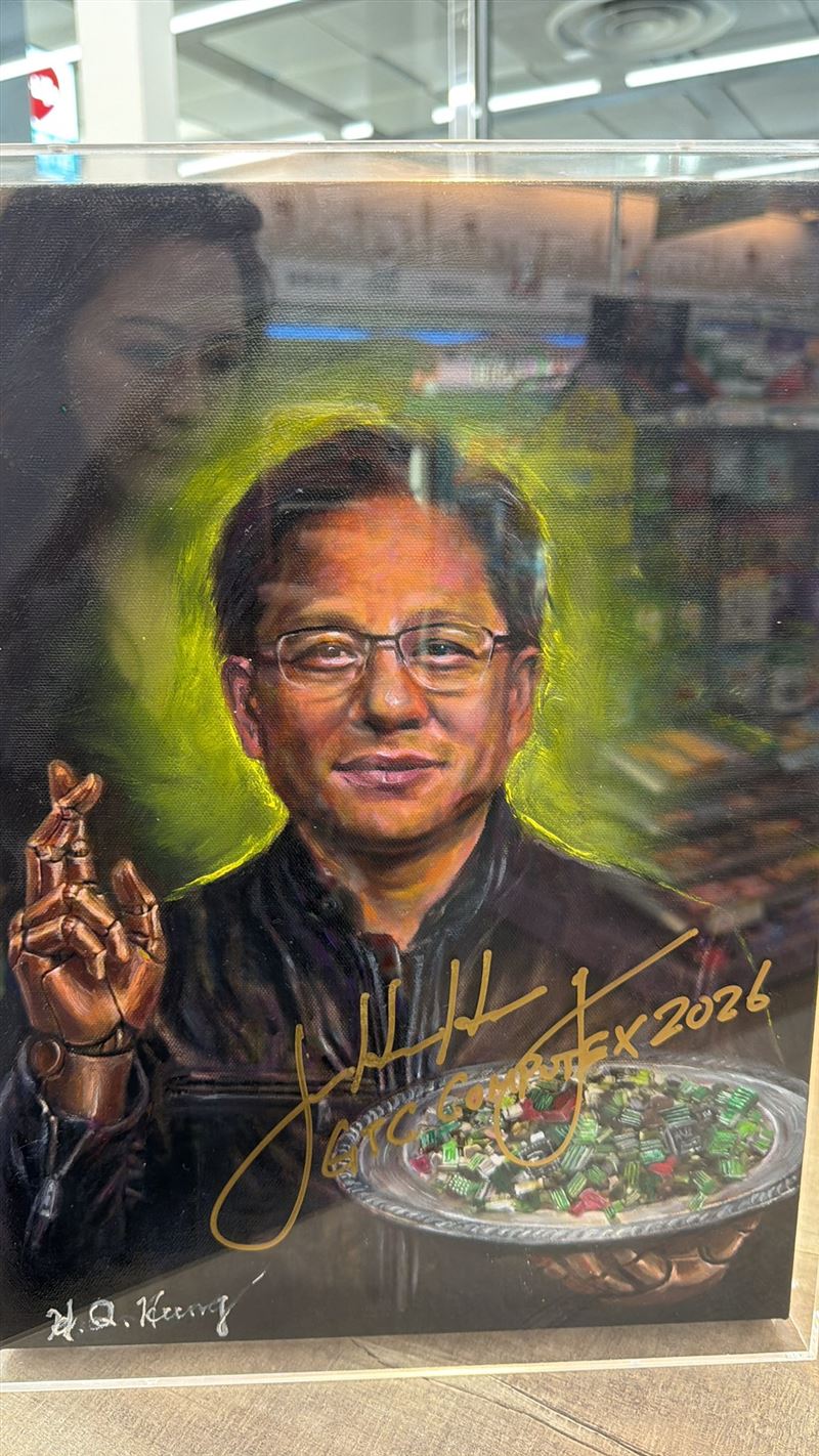 張熙恩繪製的黃仁勳。（圖／翻攝自張熙恩臉書）