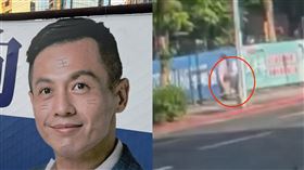 台北市內湖區一名41歲薛姓女子因失業心情不佳，故用黑色立可白、麥克筆隨意塗鴉競選布條。（圖／翻攝畫面）