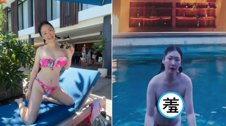 50歲王俐人比基尼突滑落　超兇上圍被看光