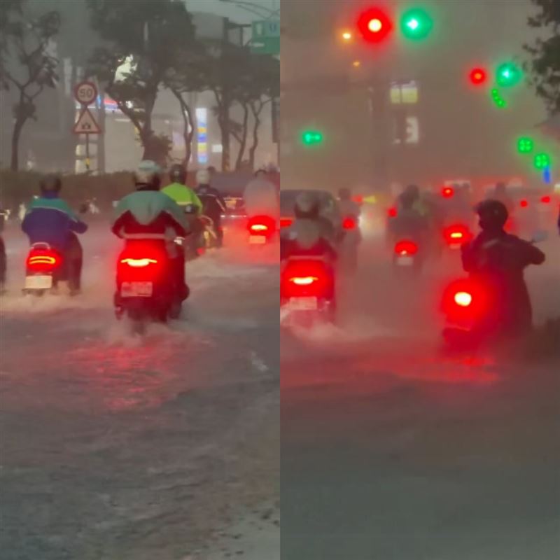 桃園豪雨市區嚴重積淹水。（圖／翻攝自陳雅倫 龜山達倫臉書）