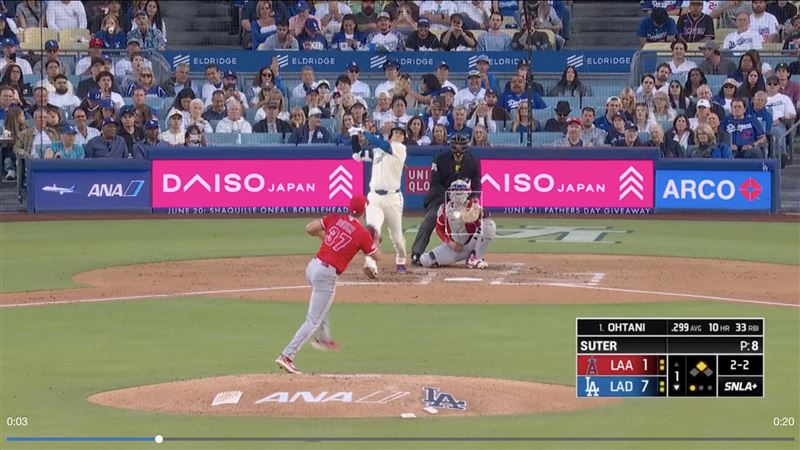 大谷翔平炸裂2分砲。(圖/翻攝自MLB TV)