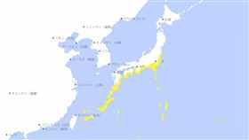 日本氣象廳針對茨城縣至沖繩縣沿海地區發布了「海嘯注意報」。（圖／翻攝自日本氣象廳官網）