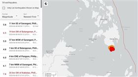 菲律賓在發生規模7.8強震後，又發生6次地震。（圖／翻攝自USGS）