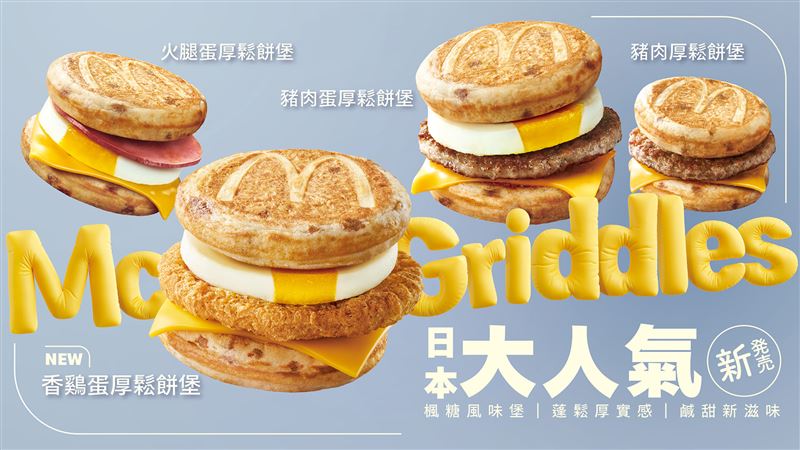 麥當勞「厚鬆餅堡系列」6/10起早餐時段限量開賣,售完為止(圖/麥當勞提供)
