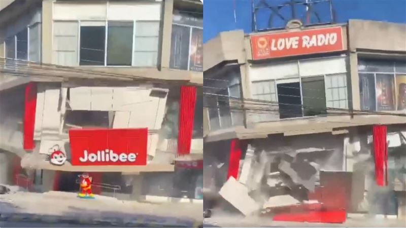菲律賓7.8強震!Jollibee門市崩塌畫面曝
