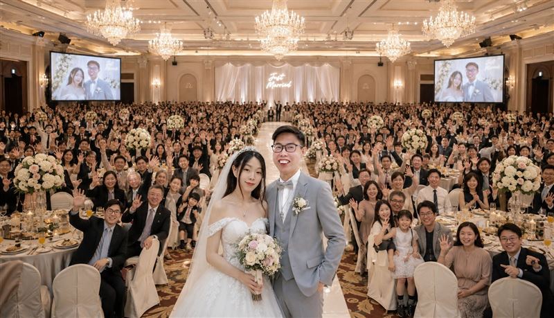 鄧佳華用AI幻想自己結婚娶老婆生小孩。(圖/翻攝自鄧佳華臉書)