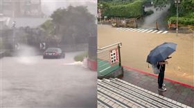 雨彈狂炸雙北！東吳、北市大淪陷成「飄飄河」 飛機巷積水車拋錨。（圖／翻攝自threads）