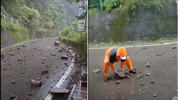 新/泰安暴雨落石阻路 村長率族人徒手搶通