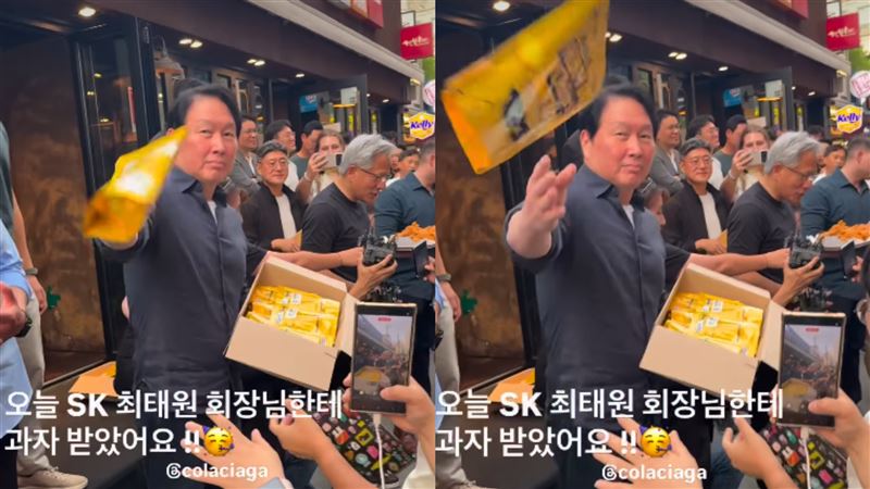 SK會長陪黃仁勳發零食!1舉動韓網炸鍋