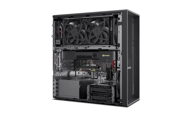 ThinkStation P4配備專為高階處理器打造的先進液冷散熱設計,即使長時間執行高負載任務,仍能維持低溫、安靜且穩定的效能表現