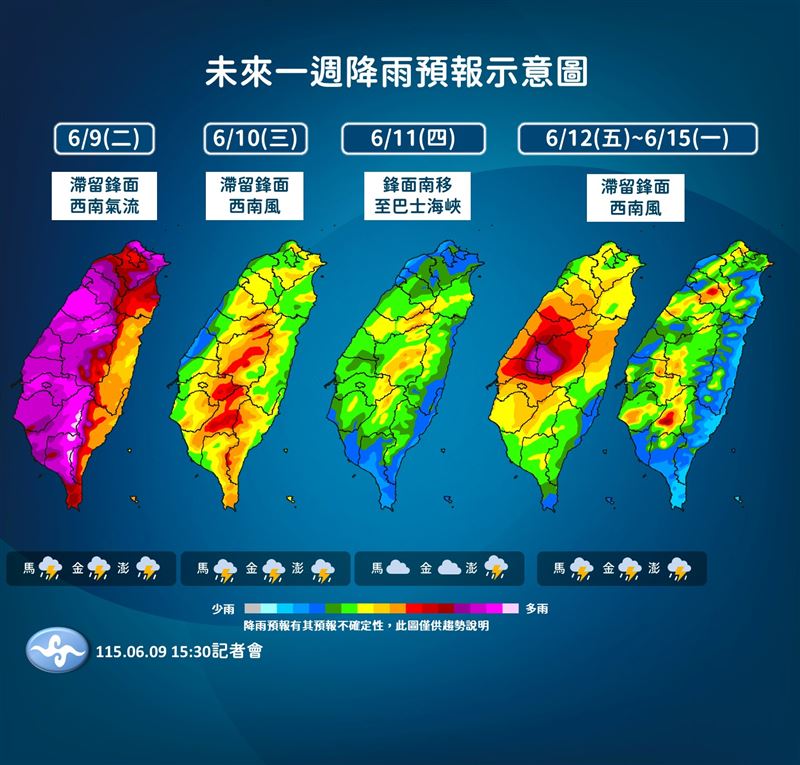 未來一週降雨預報。（圖／氣象署）