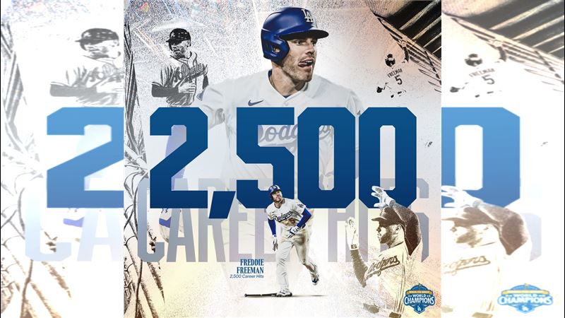 佛里曼（Freedie Freeman）締造生涯2500支安打。（圖／翻攝自X平台 @Dodgers）