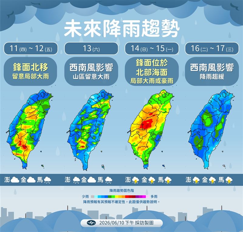 未來降雨趨勢。（圖／氣象署）
