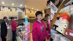  寇乃馨的住家廚房堆了滿滿的鞋盒鞋子。（圖／翻攝自寇乃馨 IG）