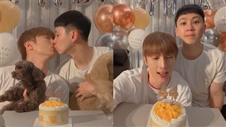 阿本44歲生日突認愛！首曬男友深情接吻照
